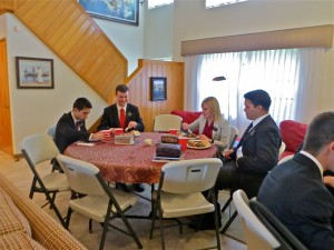 43 9 April 13 - Arrive - MH - missionaries eating sister Lebaron